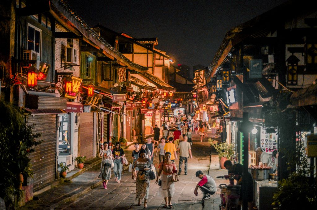 Ciqikou Ancient Town narrow streets and teahouses