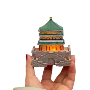 Glow-in-the-Dark Resin Fridge Magnet: Xi’an Bell Tower Edition – Illuminate Your Travel Memories with Ancient Charm