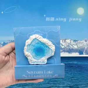 Product Description: Xinjiang Sayram Lake Cultural & Creative Fridge Magnet – A Slice of Alpine Serenity
