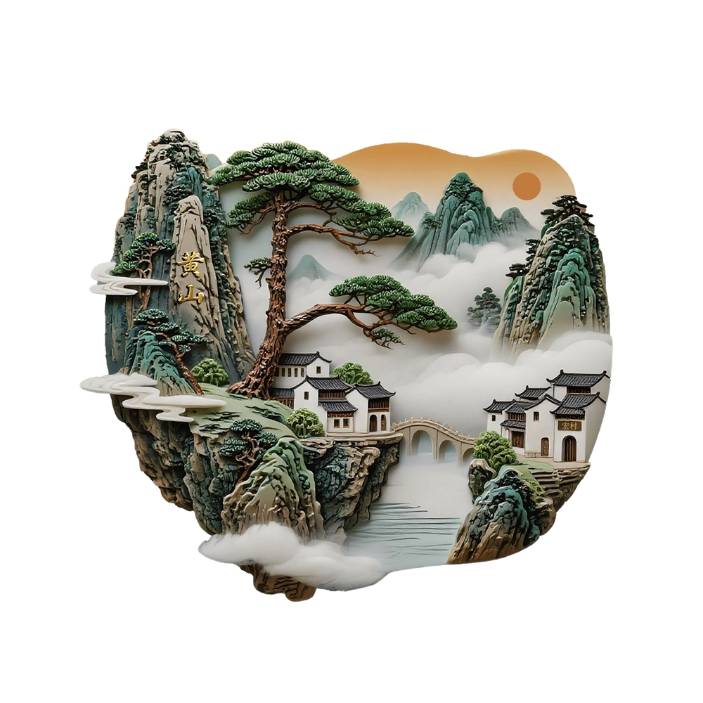 Anhui Huangshan 3D Relief Fridge/Door Magnet: Miniature Masterpiece of China’s Legendary "Yellow Mountain"—Featuring Granite Peaks, Welcome Pines & Misty Valleys!