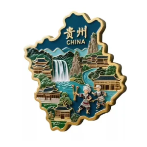 Guizhou Miao Ethnic 3D Metal Relief Fridge Magnet Set: Intricately Crafted Souvenir Celebrating Miao Culture & Guizhou’s Landscape, Inspired by Travel Adventures