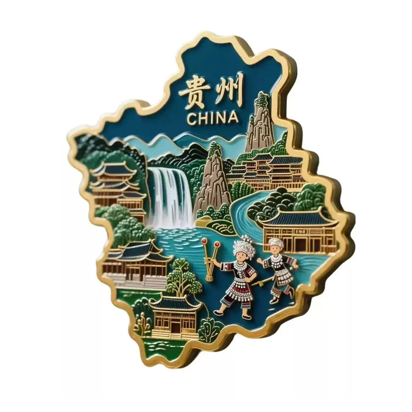 Guizhou Miao Ethnic 3D Metal Relief Fridge Magnet Set: Intricately Crafted Souvenir Celebrating Miao Culture & Guizhou’s Landscape, Inspired by Travel Adventures