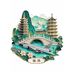 Guilin Landscape 3D Metal Relief Fridge Magnet – Miniature Art Souvenir Capturing China’s Famous Karst Mountain Magic!