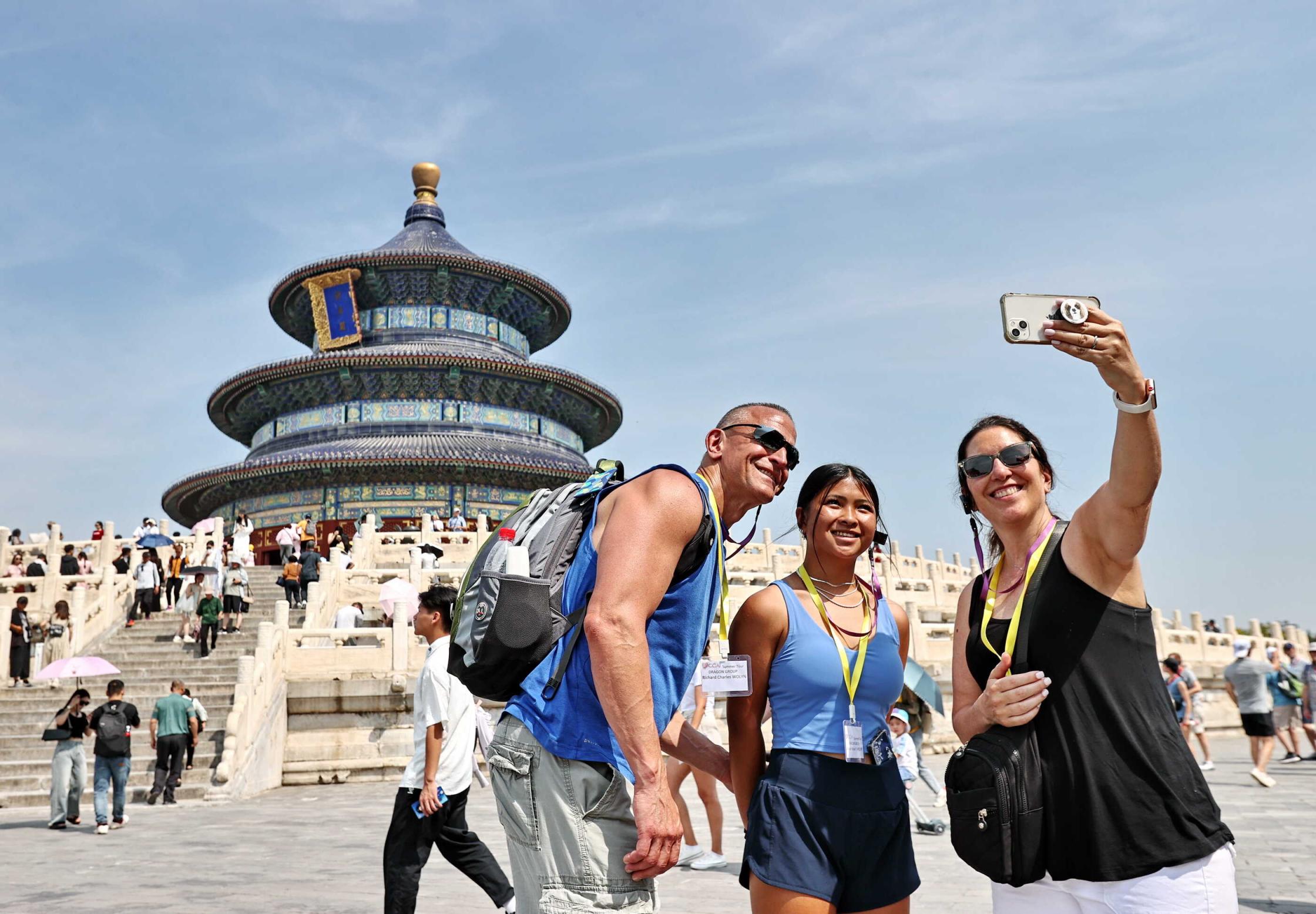 Collage: Great Wall, Terracotta Warriors, Yangshuo karst, pandas, Shanghai skyline