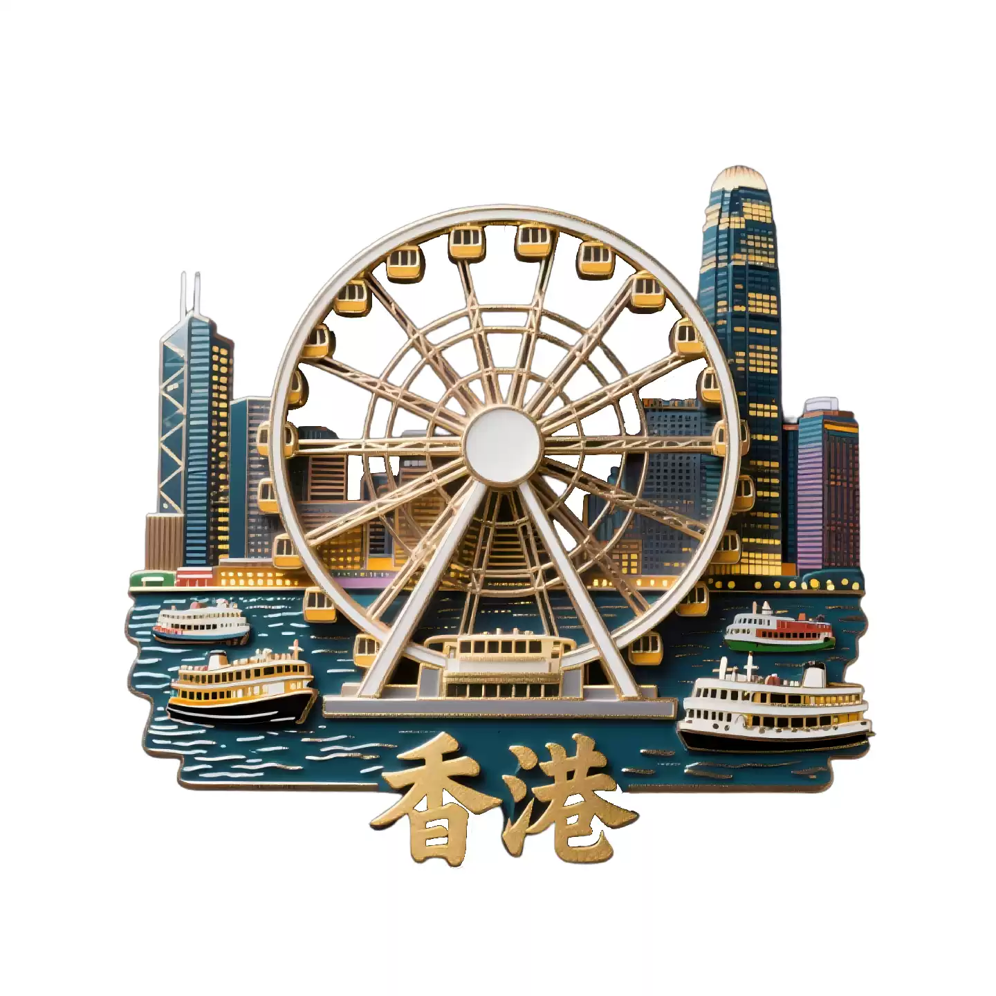 Hong Kong Victoria Harbour & Skywheel Resin Fridge Magnet: A Vibrant Souvenir Capturing the City’s Iconic Skyline