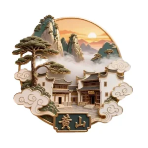 Anhui Huangshan 3D Relief Fridge/Door Magnet: Miniature Masterpiece of China’s Legendary "Yellow Mountain"—Featuring Granite Peaks, Welcome Pines & Misty Valleys!