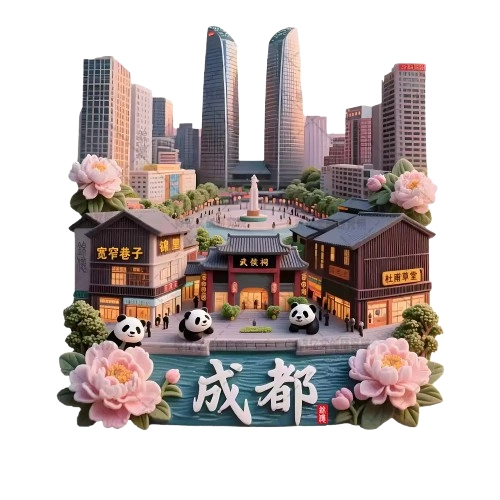 Chengdu Panda Fridge Magnet – Cute Sichuan souvenir blending giant panda charm with a nod to Xi’an’s cultural vibes