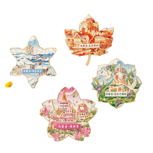 Four Seasons Impressions" Inner Mongolia Creative Metal Fridge Magnet – Manzhouli City Souvenir