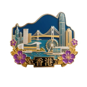Hong Kong & Macau Fridge Magnet: Ruins of St. Paul’s & Skyline Landmarks – Vibrant Metal Souvenir with Strong Magnet