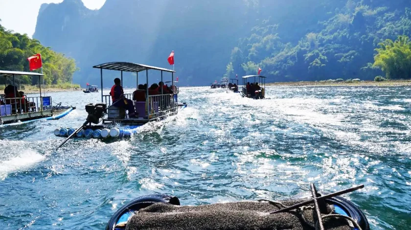 Relax on a bamboo raft ride