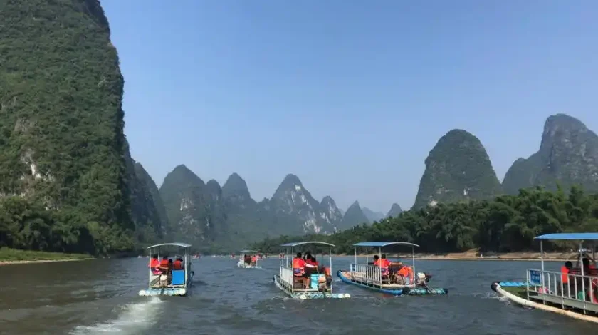 Relax on a bamboo raft ride