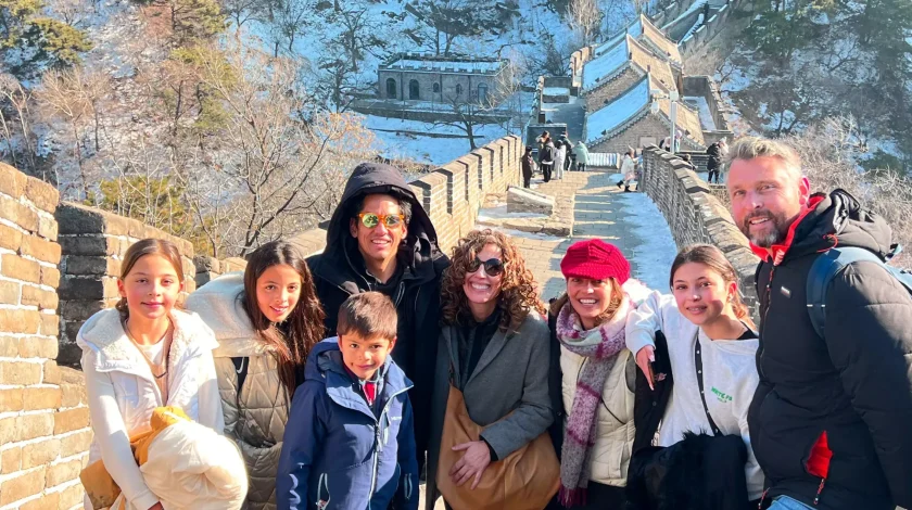 Foreigners visiting the Great Wall